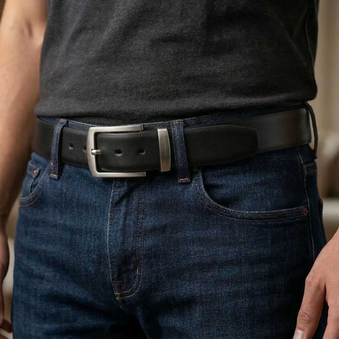 Mens 100% Genuine Leather Belt - VEXARO Smooth Classic (Black & Brown Reversible) — Leather Belts for Men | THE MEN THING