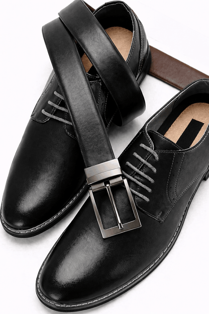 Mens 100% Genuine Leather Belt - VEXARO Smooth Classic (Black & Brown Reversible) — Leather Belts for Men | THE MEN THING