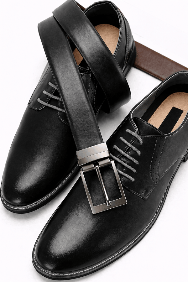 Mens 100% Genuine Leather Belt - VEXARO Smooth Classic (Black & Brown Reversible)