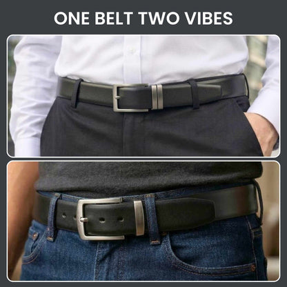 Mens 100% Genuine Leather Belt - VEXARO Smooth Classic (Black & Brown Reversible) — Leather Belts for Men | THE MEN THING