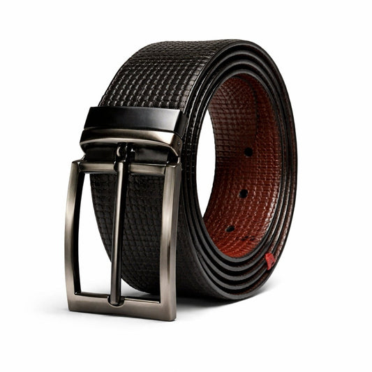 Mens Genuine Leather Belt | 2 in 1 Reversible (Black & Brown) (1 Pc.) - VINTEX - THE MEN THING
