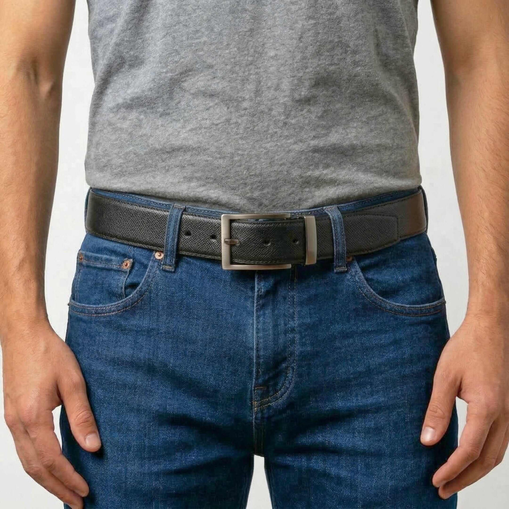 Mens 100% Genuine Leather Belt - VOLTEX Smooth Tan Core (Black & Brown Reversible) — Leather Belts for Men | THE MEN THING