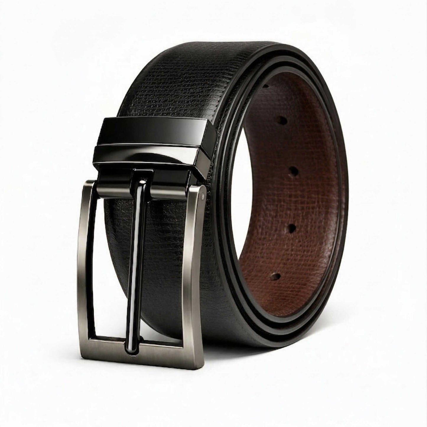 Mens 100% Genuine Leather Belt - VORAX Smooth Classic (Black & Brown Reversible) — Leather Belts for Men | THE MEN THING