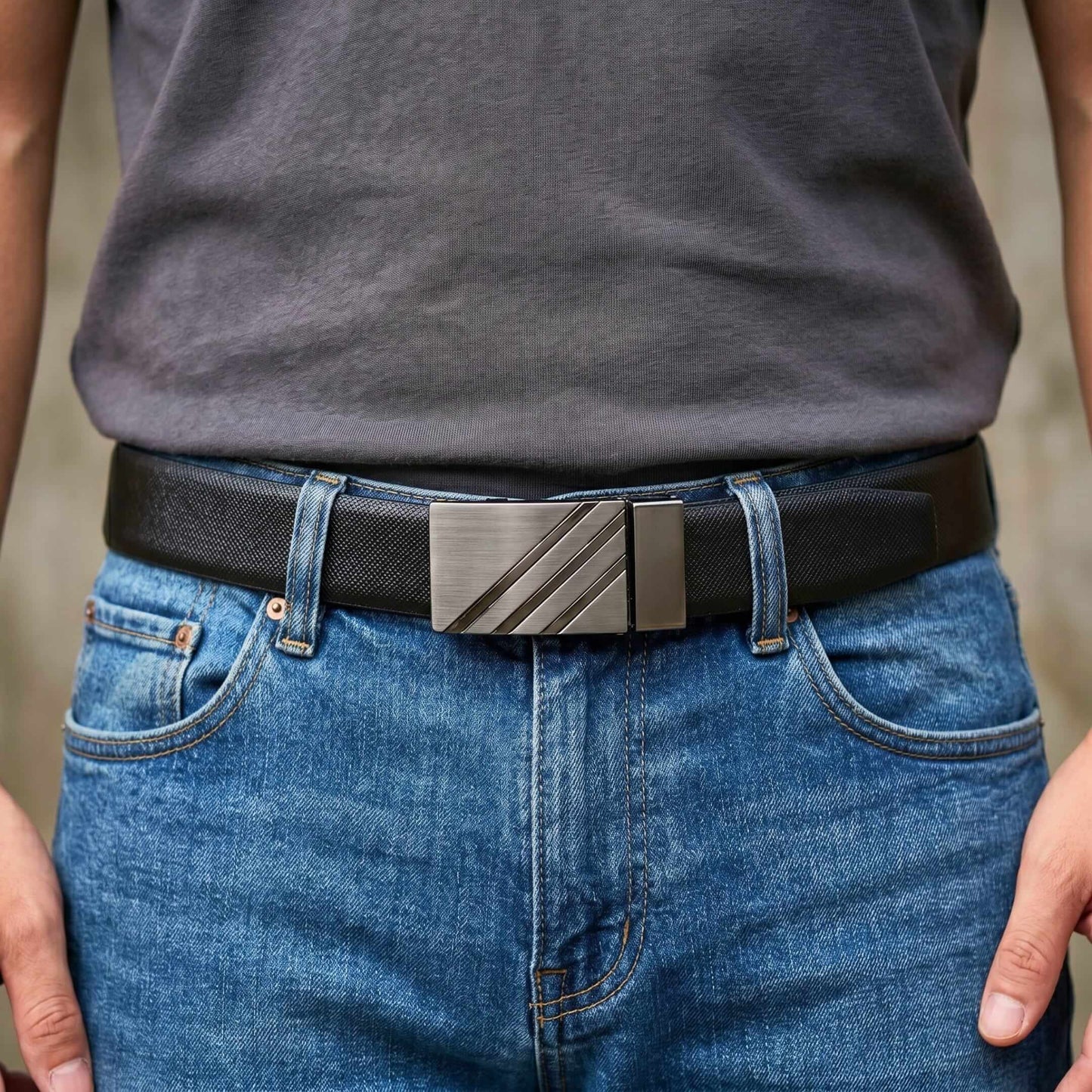 Mens 100% Genuine Leather Belt - VSTRYX Chevron Rib Plate (Black & Brown Reversible) — Leather Belts for Men | THE MEN THING