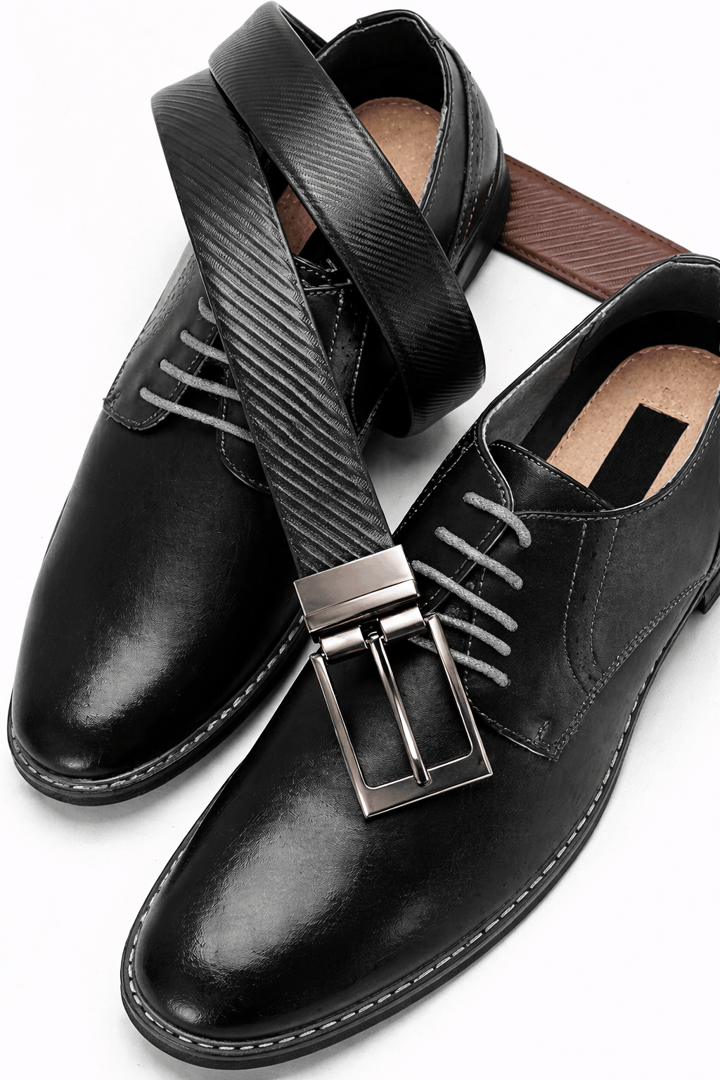 Mens 100% Genuine Leather Belt - ZORANO Diagonal Pinstripe (Black & Brown Reversible) — Leather Belts for Men | THE MEN THING