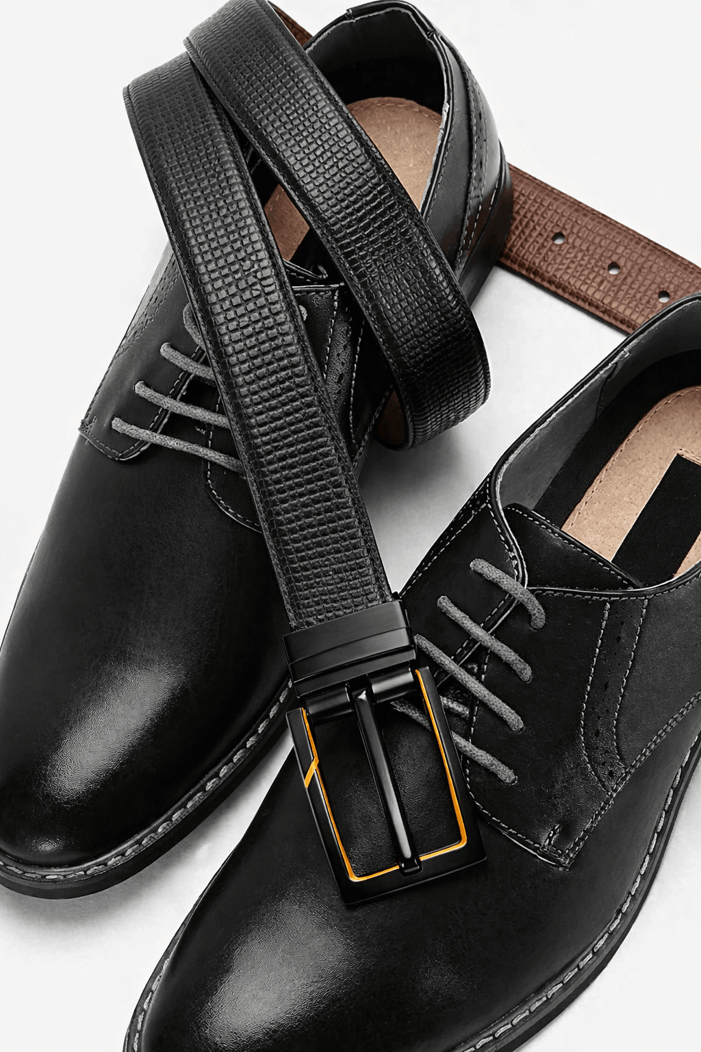 Mens 100% Genuine Leather Belt - ZYNARO Grid Weave Emboss (Black & Brown Reversible) — Leather Belts for Men | THE MEN THING