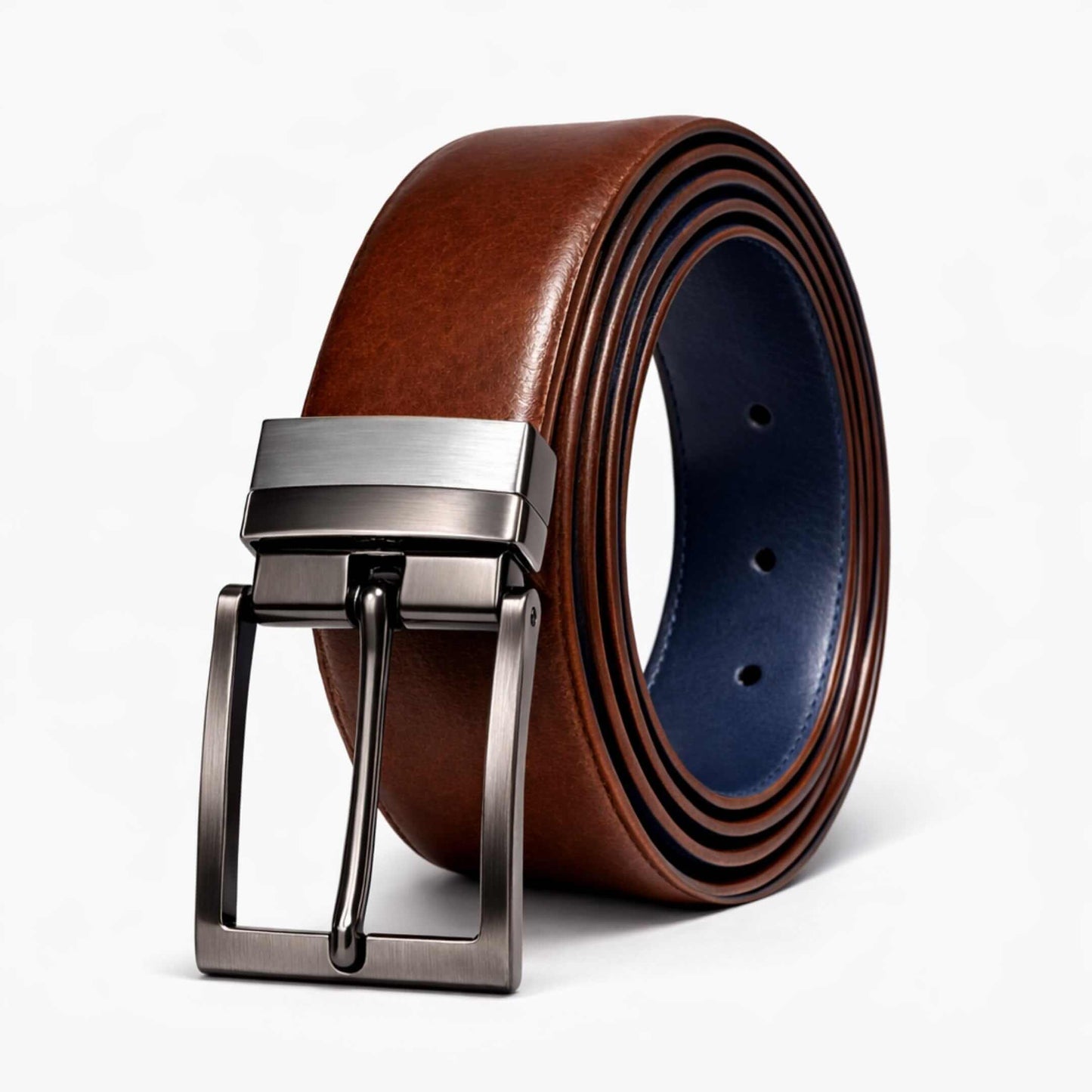 Mens Genuine Leather Belt | 2 in 1 Reversible (Brown & BLUE) (1 Pc.) - BRAVEX - THE MEN THING