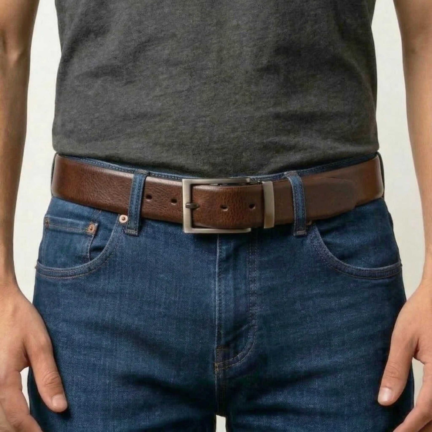 Mens Genuine Leather Belt | 2 in 1 Reversible (Brown & BLUE) (1 Pc.) - BRAVEX - THE MEN THING