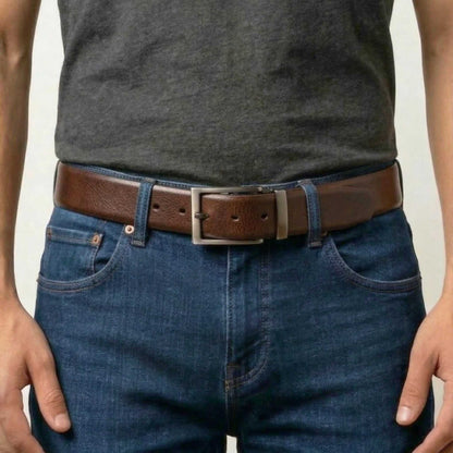 Mens Genuine Leather Belt | 2 in 1 Reversible (Brown & BLUE) (1 Pc.) - BRAVEX - THE MEN THING