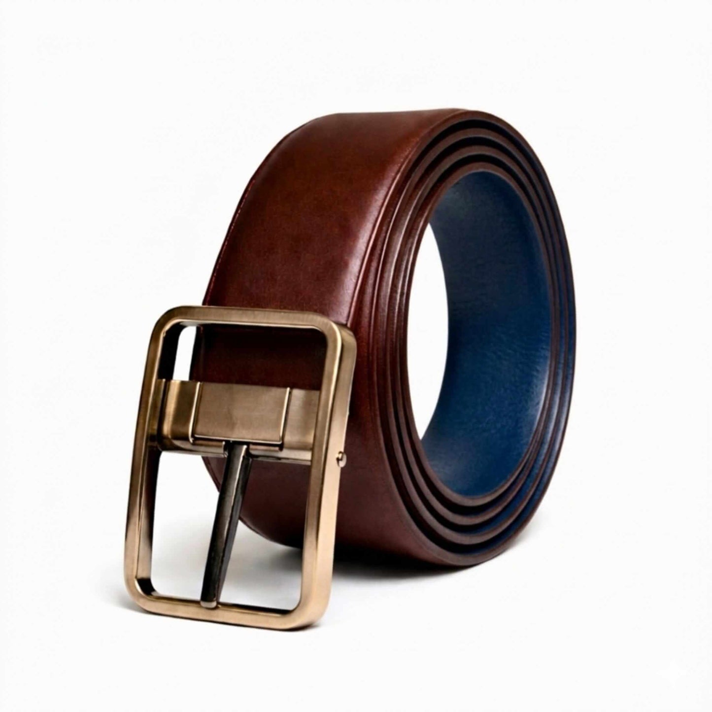 Mens Genuine Leather Belt | 2 in 1 Reversible (Brown & BLUE) (1 Pc.) - NAVYTAN - THE MEN THING