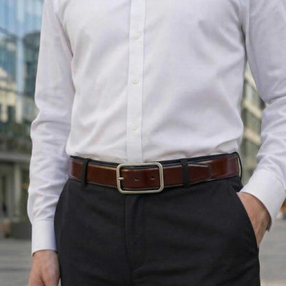 Mens Genuine Leather Belt | 2 in 1 Reversible (Brown & BLUE) (1 Pc.) - NAVYTAN - THE MEN THING