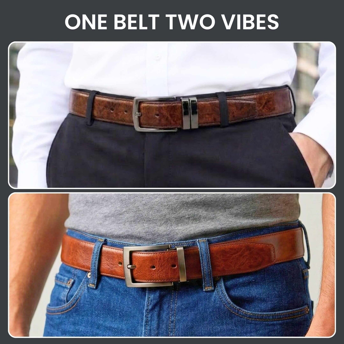Mens 100% Genuine Leather Belt - NEXORO Glossy Navy Finish (Brown & BLUE Reversible) — Leather Belts for Men | THE MEN THING