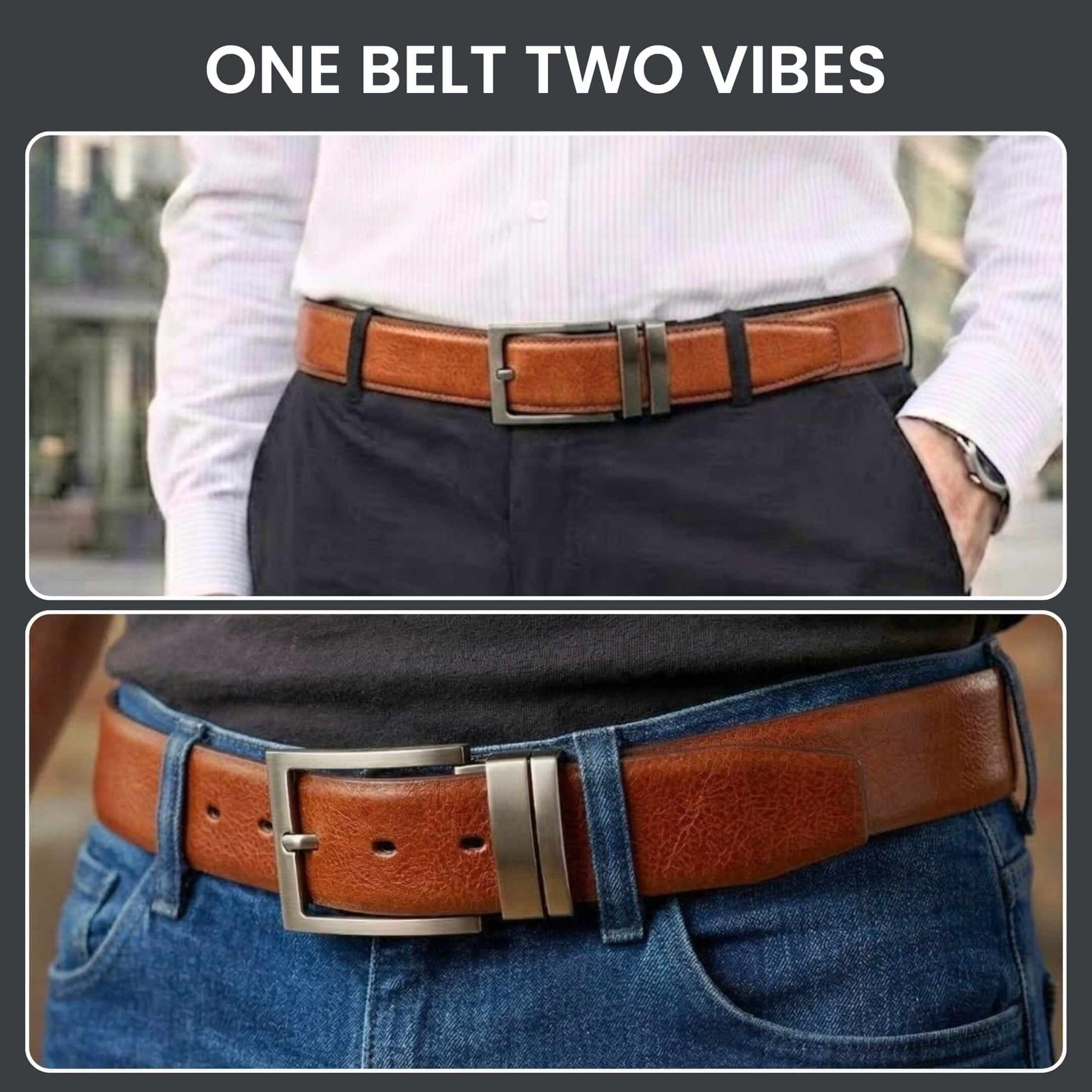Mens 100% Genuine Leather Belt - NOVEXO Smooth Navy Finish (Brown & BLUE Reversible) — Leather Belts for Men | THE MEN THING