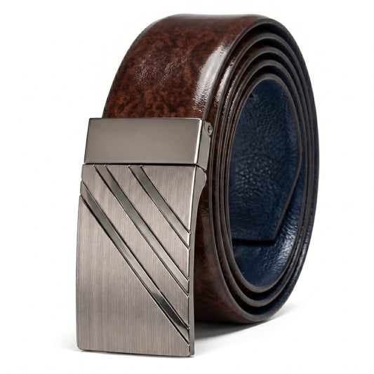 Mens Genuine Leather Belt | 2 in 1 Reversible (Brown & BLUE) (1 Pc.) - STRYVA - THE MEN THING
