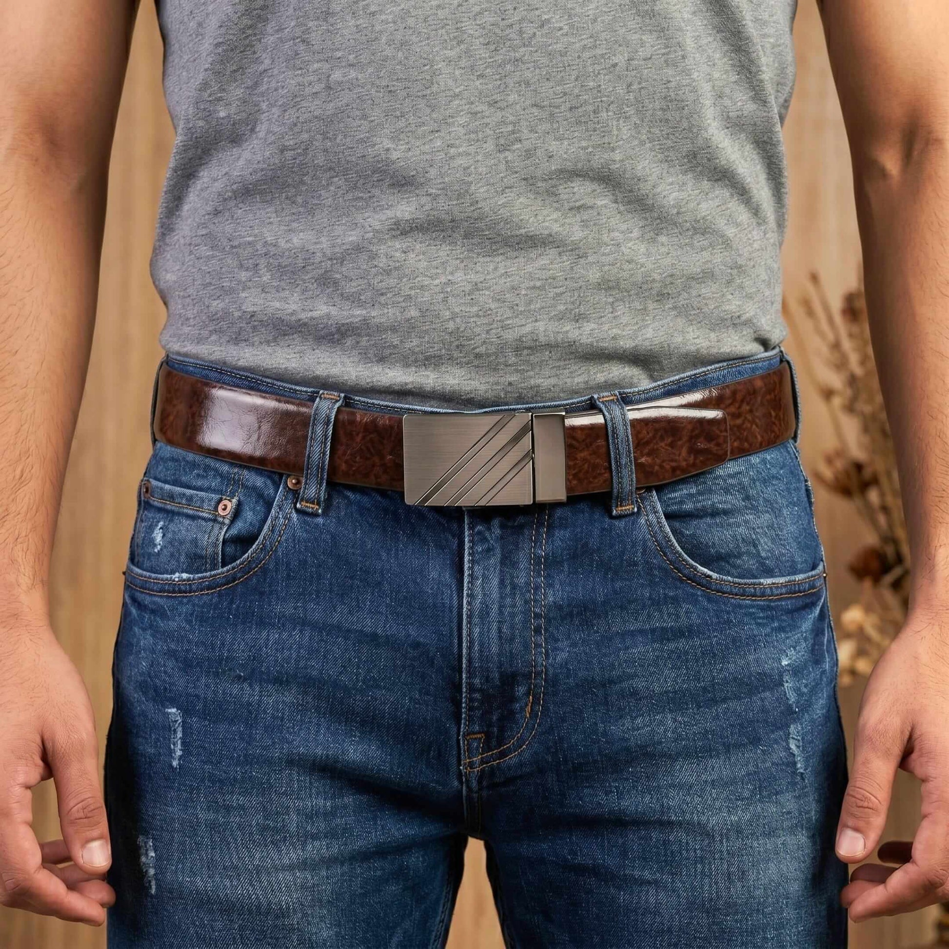 Mens Genuine Leather Belt | 2 in 1 Reversible (Brown & BLUE) (1 Pc.) - STRYVA - THE MEN THING