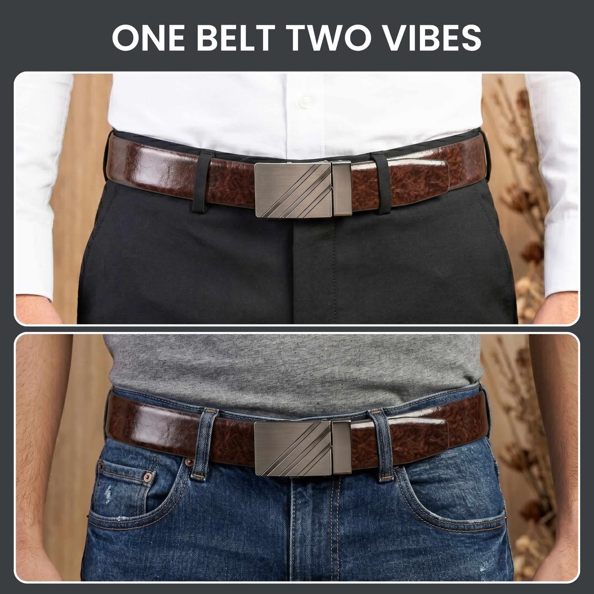 Mens Genuine Leather Belt | 2 in 1 Reversible (Brown & BLUE) (1 Pc.) - STRYVA - THE MEN THING