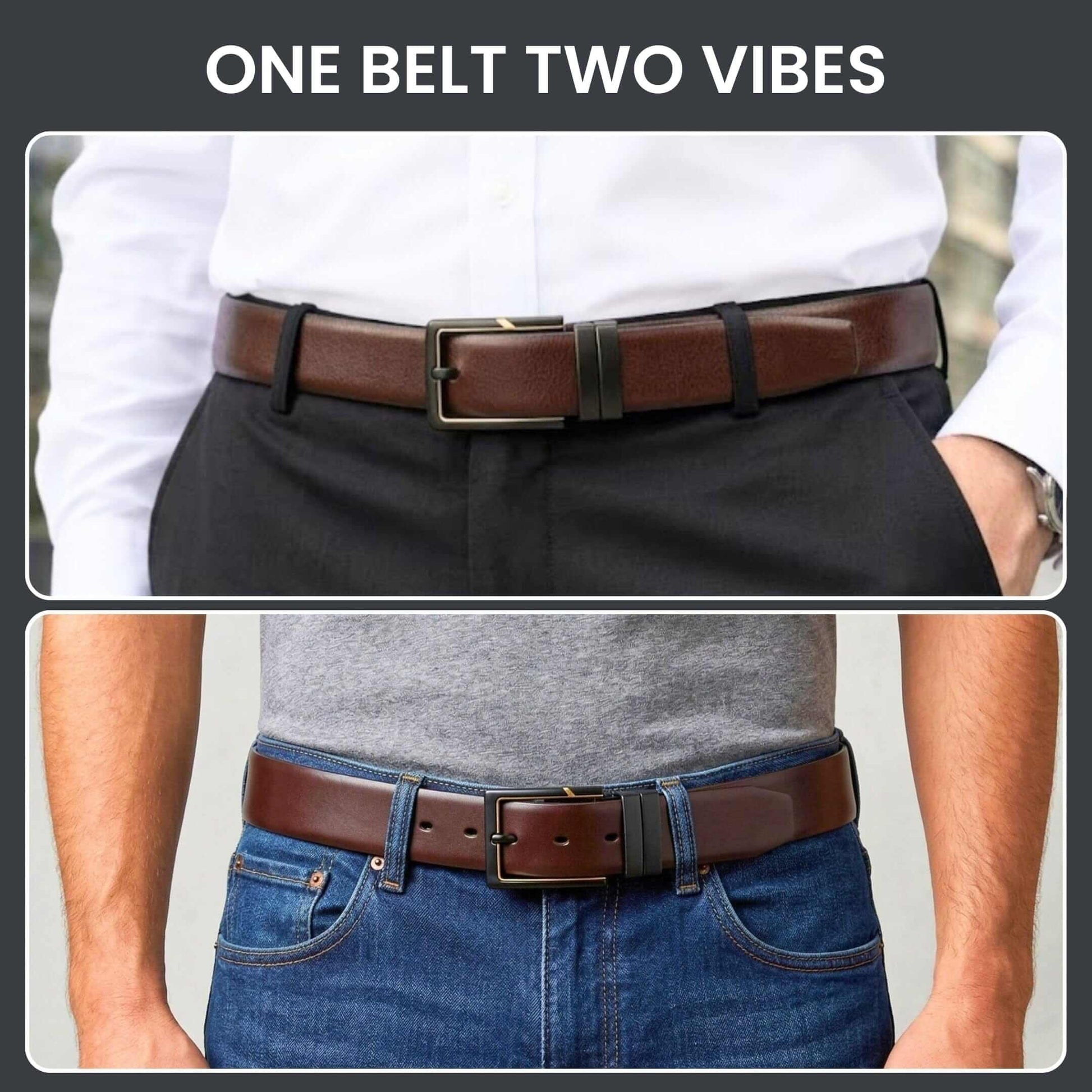 Mens 100% Genuine Leather Belt - ARVIX Smooth Matte (Brown & Black Reversible) — Leather Belts for Men | THE MEN THING