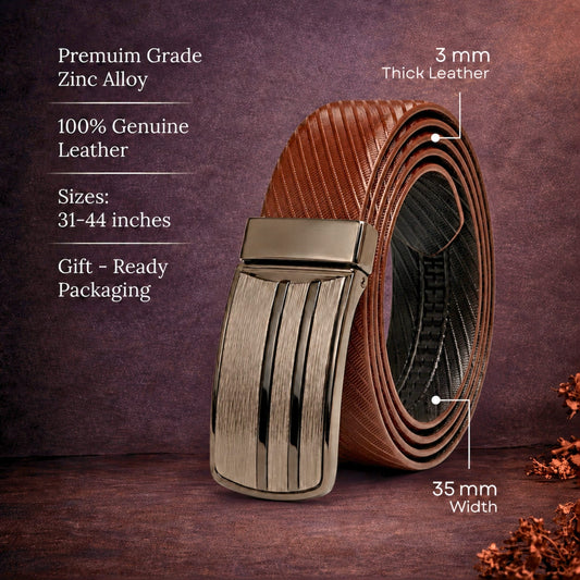 Mens Genuine Leather Belt | 2 in 1 Reversible (Brown & Black) (1 Pc.) - AUREX - THE MEN THING