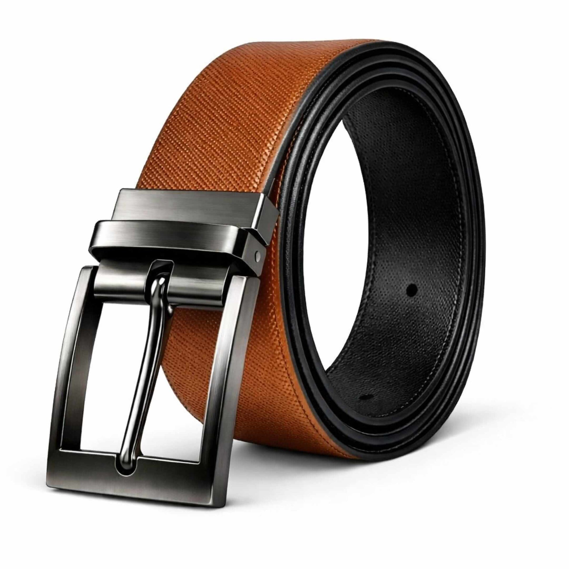 Mens 100% Genuine Leather Belt - AUREXO Fine Grain Tan Core (Brown & Black Reversible) — Leather Belts for Men | THE MEN THING