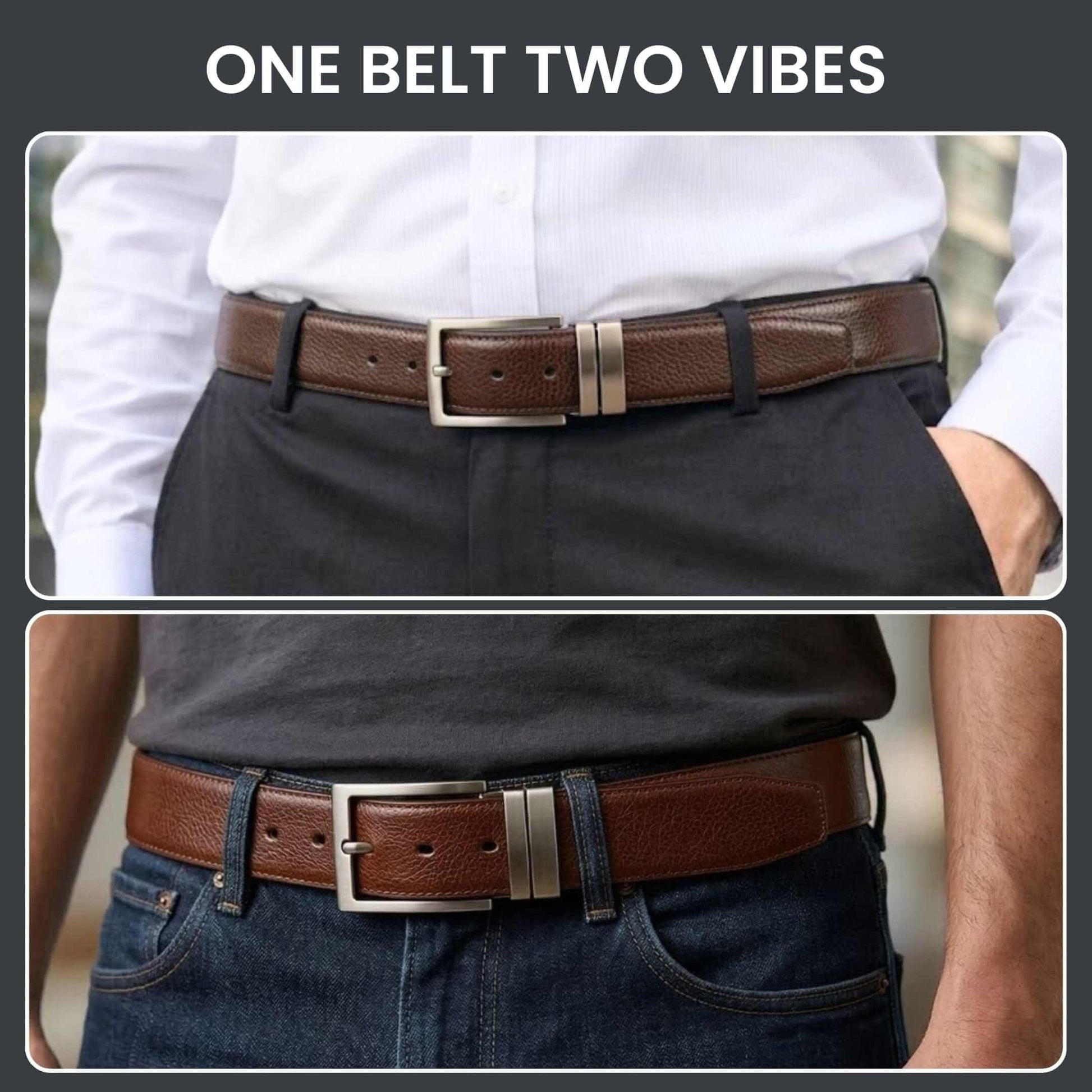 Mens 100% Genuine Leather Belt - AURIVO Croc Emboss (Brown & Black Reversible) — Leather Belts for Men | THE MEN THING