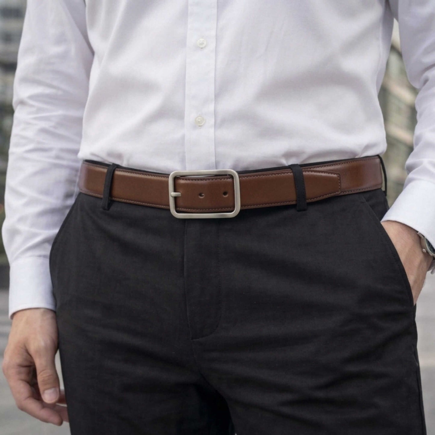 Mens 100% Genuine Leather Belt - BLAVOR Smooth Classic (Brown & Black Reversible) — Leather Belts for Men | THE MEN THING