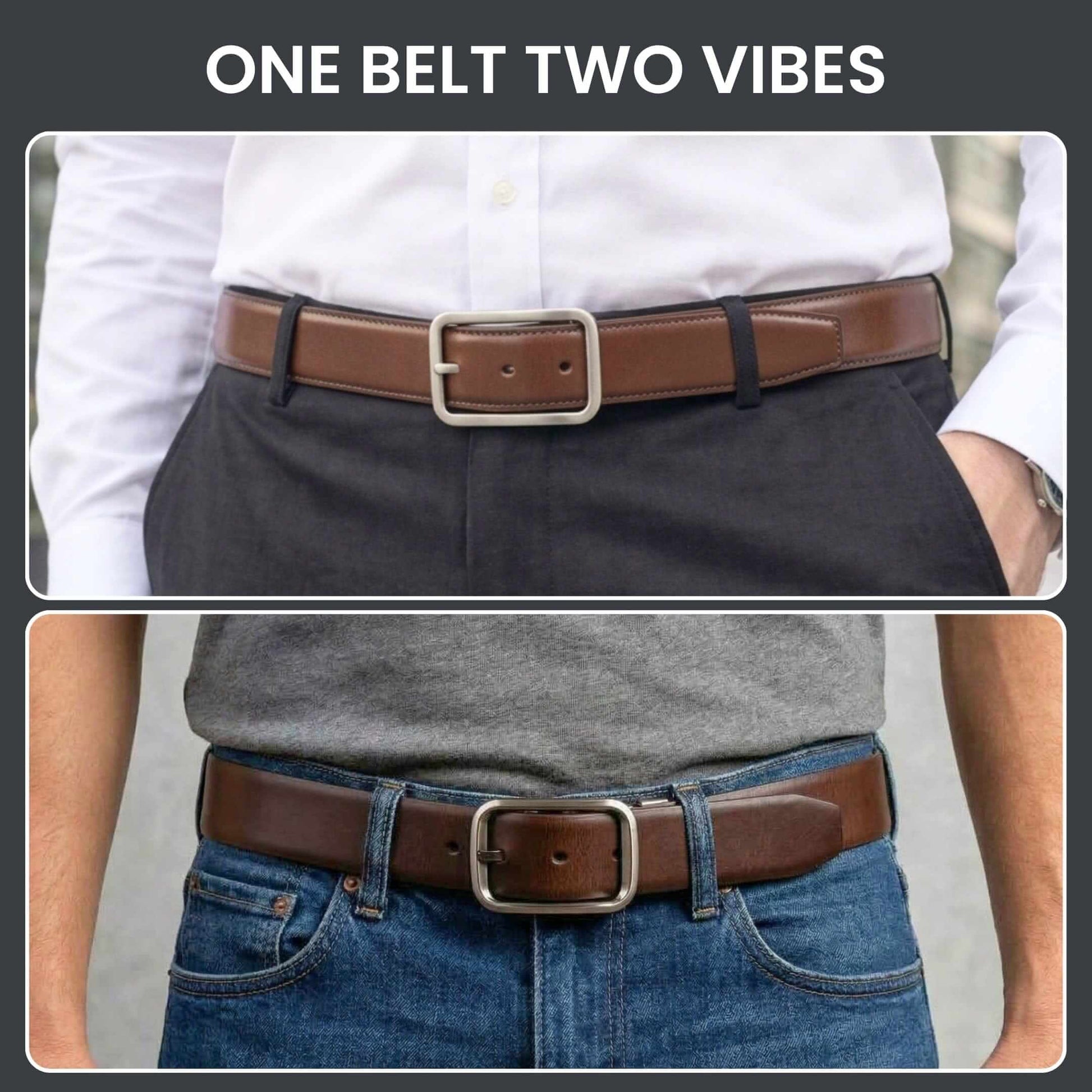 Mens 100% Genuine Leather Belt - BLAVOR Smooth Classic (Brown & Black Reversible) — Leather Belts for Men | THE MEN THING