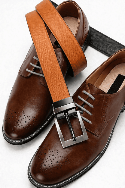 Mens 100% Genuine Leather Belt - BRANOR Smooth Tan Core (Brown & Black Reversible) — Leather Belts for Men | THE MEN THING