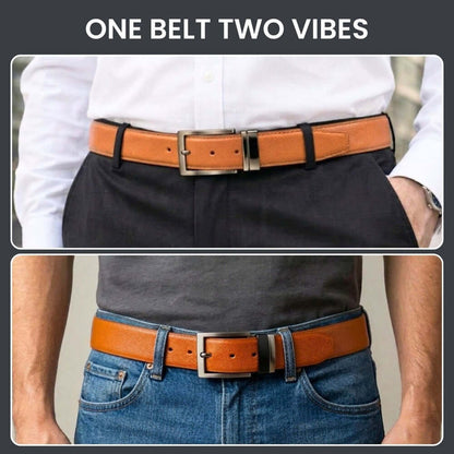 Mens 100% Genuine Leather Belt - BRANOR Smooth Tan Core (Brown & Black Reversible) — Leather Belts for Men | THE MEN THING