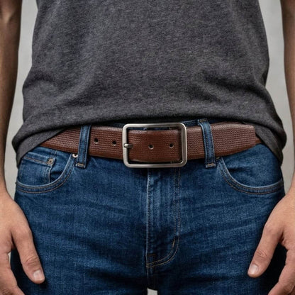 Mens 100% Genuine Leather Belt - BREVON Fine Texture (Brown & Black Reversible) — Leather Belts for Men | THE MEN THING