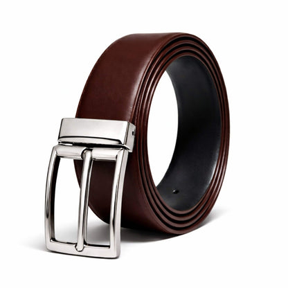 Mens 100% Genuine Leather Belt - CLASSOR Smooth Classic (Brown & Black Reversible) — Leather Belts for Men | THE MEN THING