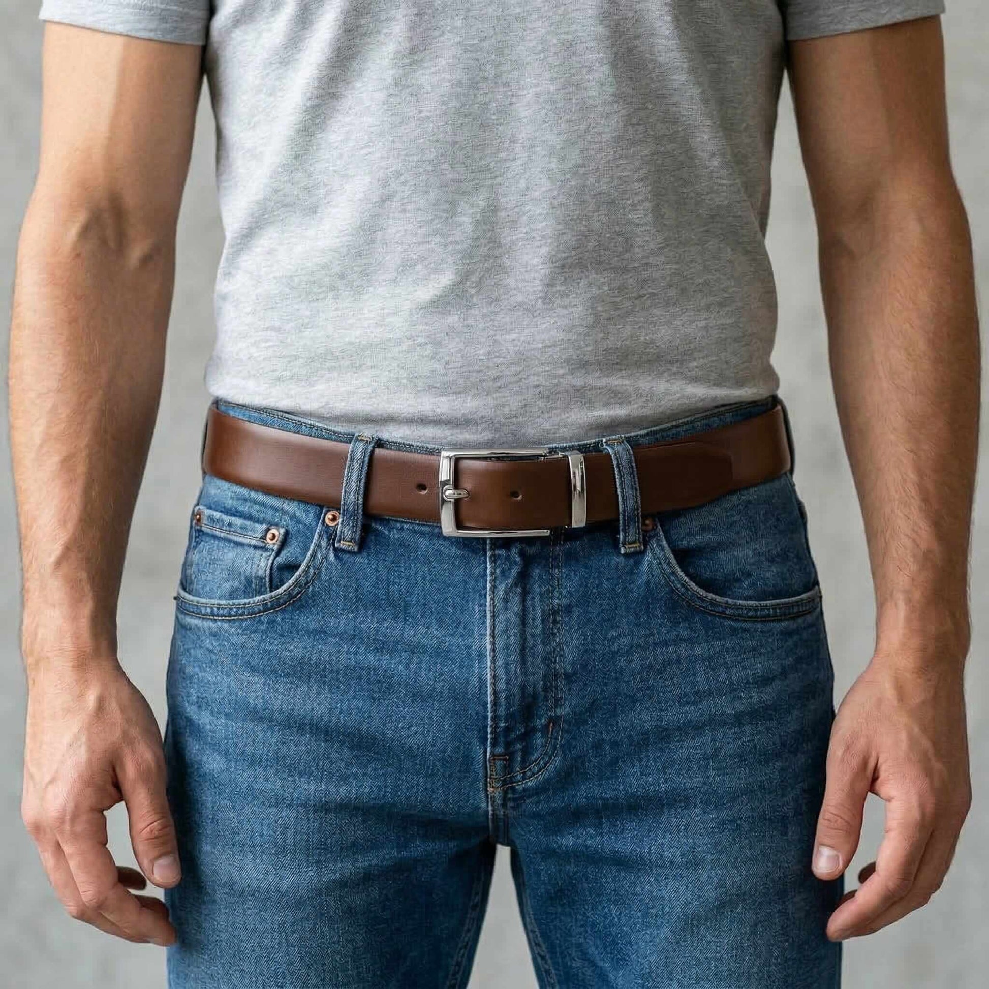 Mens 100% Genuine Leather Belt - CLASSOR Smooth Classic (Brown & Black Reversible) — Leather Belts for Men | THE MEN THING