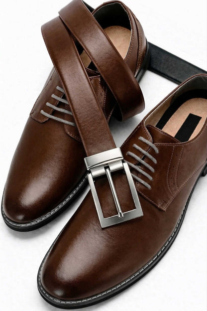 Mens 100% Genuine Leather Belt - CLASSOR Smooth Classic (Brown & Black Reversible) — Leather Belts for Men | THE MEN THING