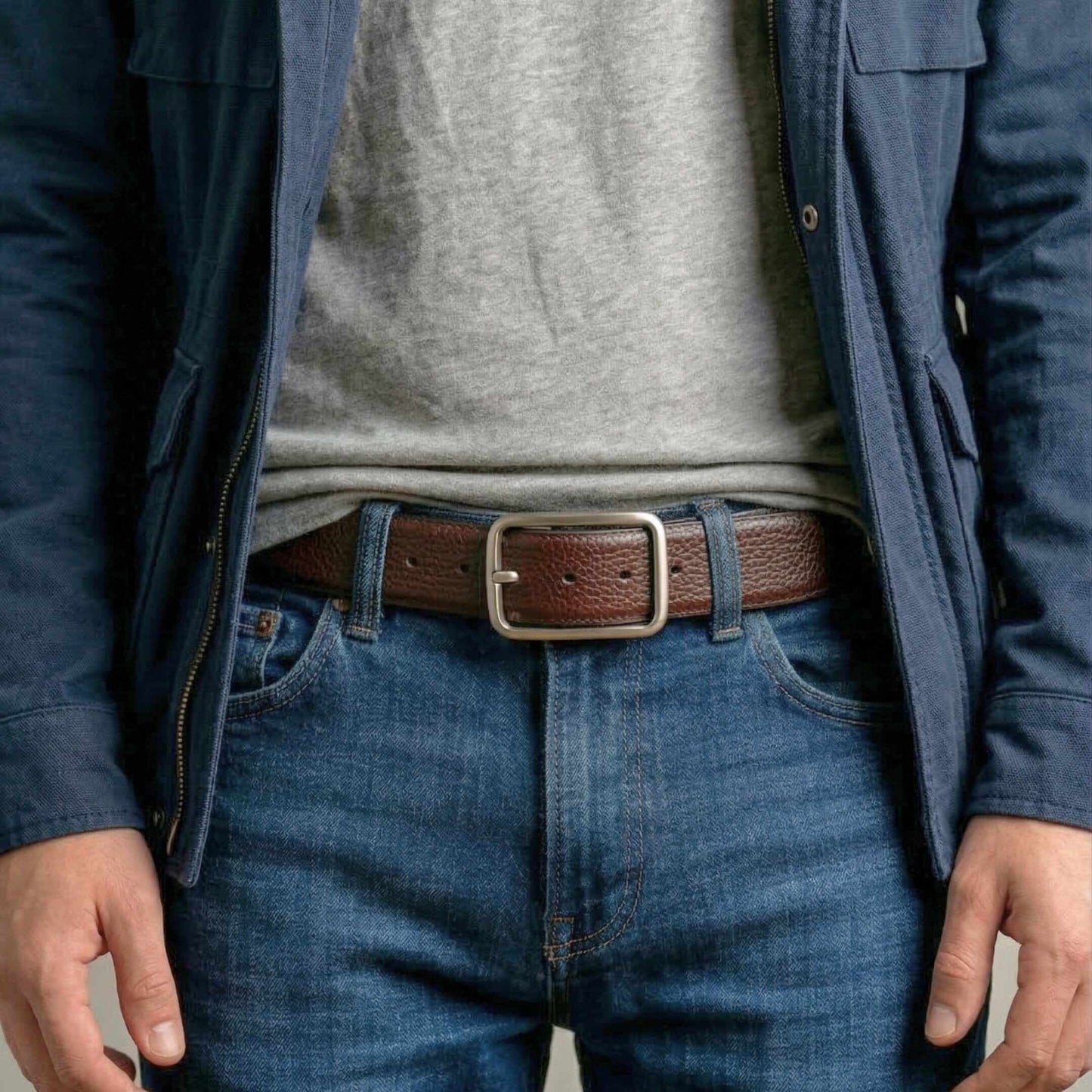 Mens 100% Genuine Leather Belt - COREVA Fine Grain Finish (Brown & Black Reversible) — Leather Belts for Men | THE MEN THING