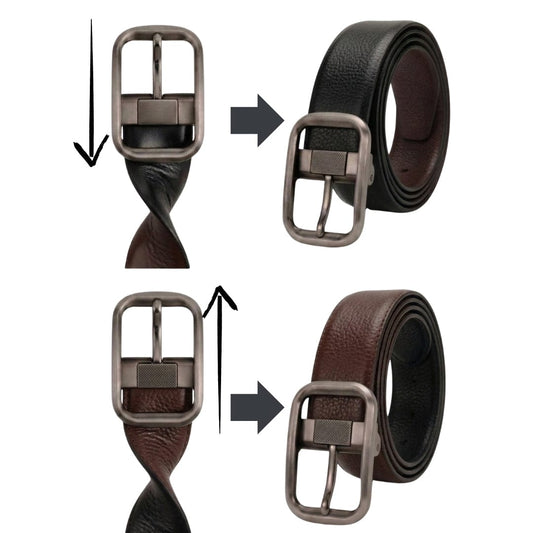 Mens Genuine Leather Belt | 2 in 1 Reversible (Brown & Black) (1 Pc.) - COREVA - THE MEN THING