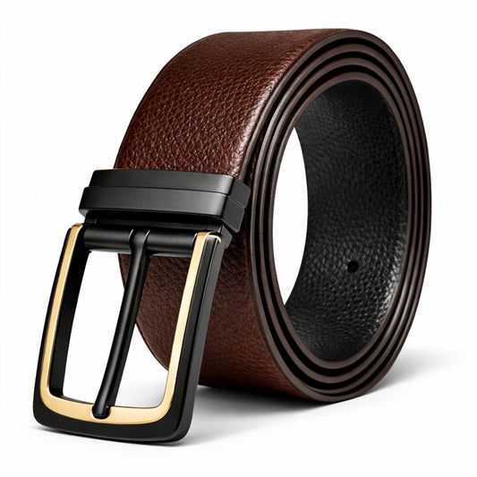 Mens Genuine Leather Belt | 2 in 1 Reversible (Brown & Black) (1 Pc.) - DARKLUX - THE MEN THING