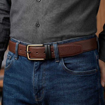 Mens 100% Genuine Leather Belt - DARKLUX Pebble Grain (Brown & Black Reversible) — Leather Belts for Men | THE MEN THING