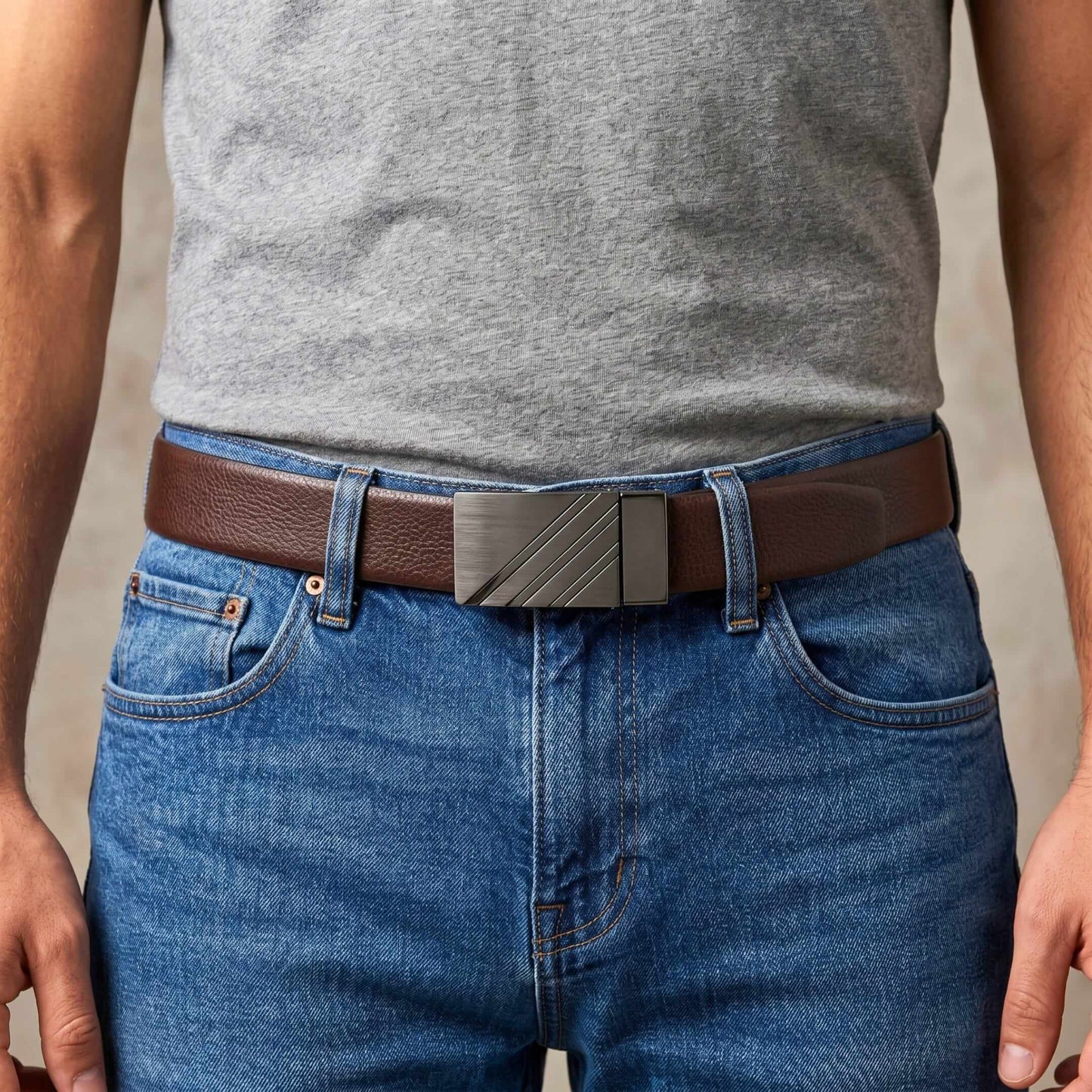 Mens 100% Genuine Leather Belt - DIAGON EDGE Smooth Auto Plate (Brown & Black Reversible) — Leather Belts for Men | THE MEN THING