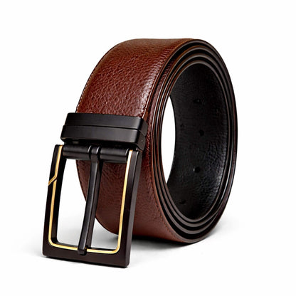 Mens 100% Genuine Leather Belt - DORVEX Smooth Deep Tone (Brown & Black Reversible) — Leather Belts for Men | THE MEN THING