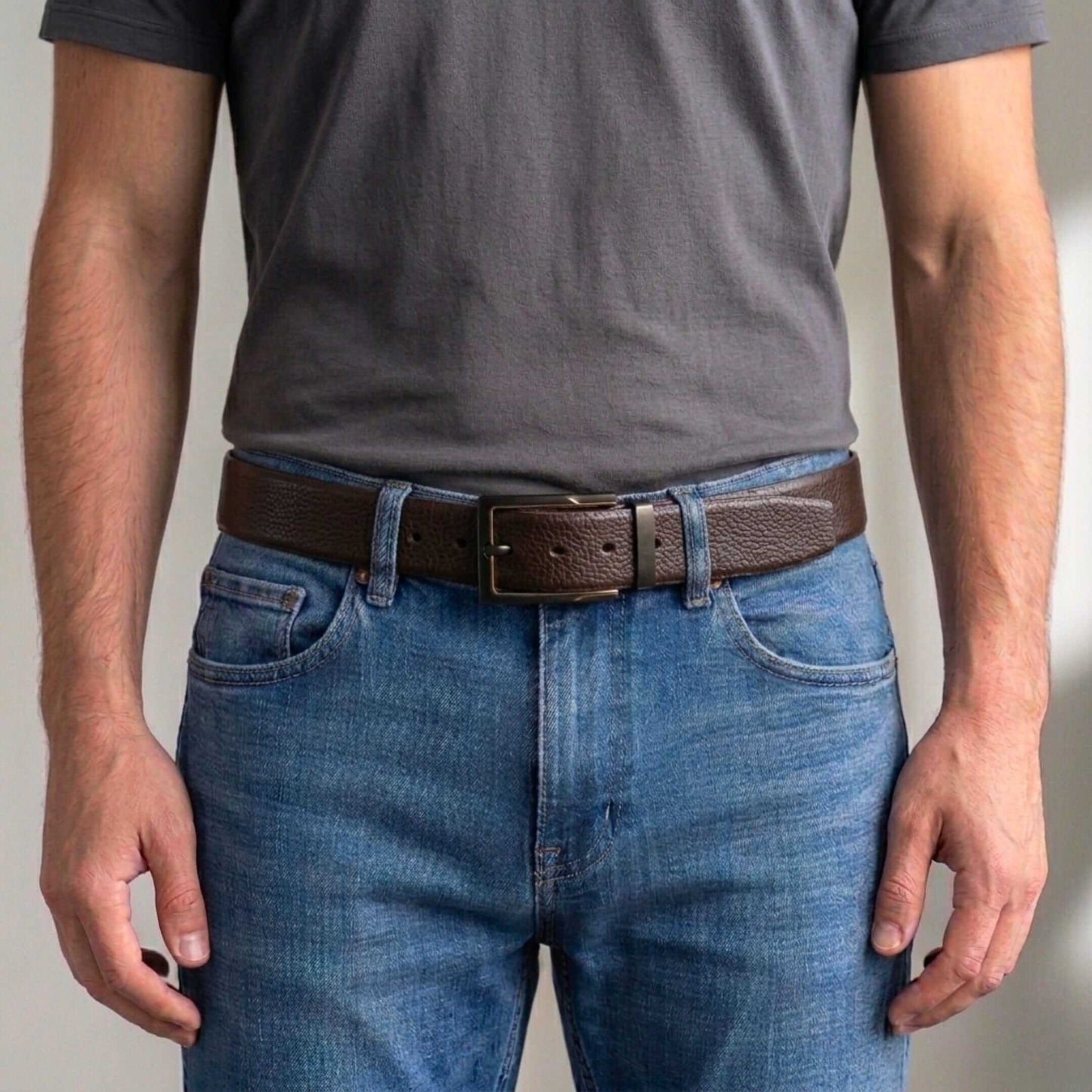 Mens 100% Genuine Leather Belt - DORVEX Smooth Deep Tone (Brown & Black Reversible) — Leather Belts for Men | THE MEN THING