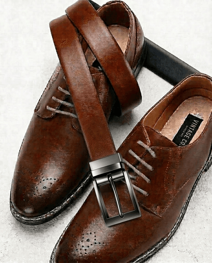Mens 100% Genuine Leather Belt - DUALIX Smooth Matte (Brown & Black Reversible) — Leather Belts for Men | THE MEN THING