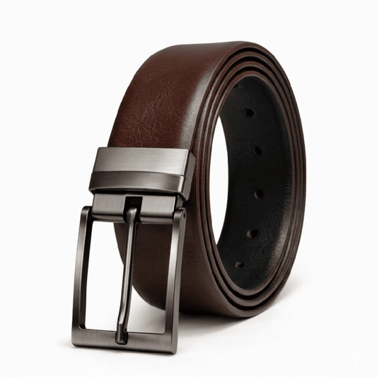 Mens Genuine Leather Belt | 2 in 1 Reversible (Brown & Black) (1 Pc.) - DUALON - THE MEN THING