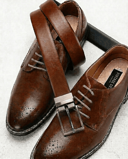 Mens 100% Genuine Leather Belt - DUALON Smooth Classic (Brown & Black Reversible) — Leather Belts for Men | THE MEN THING