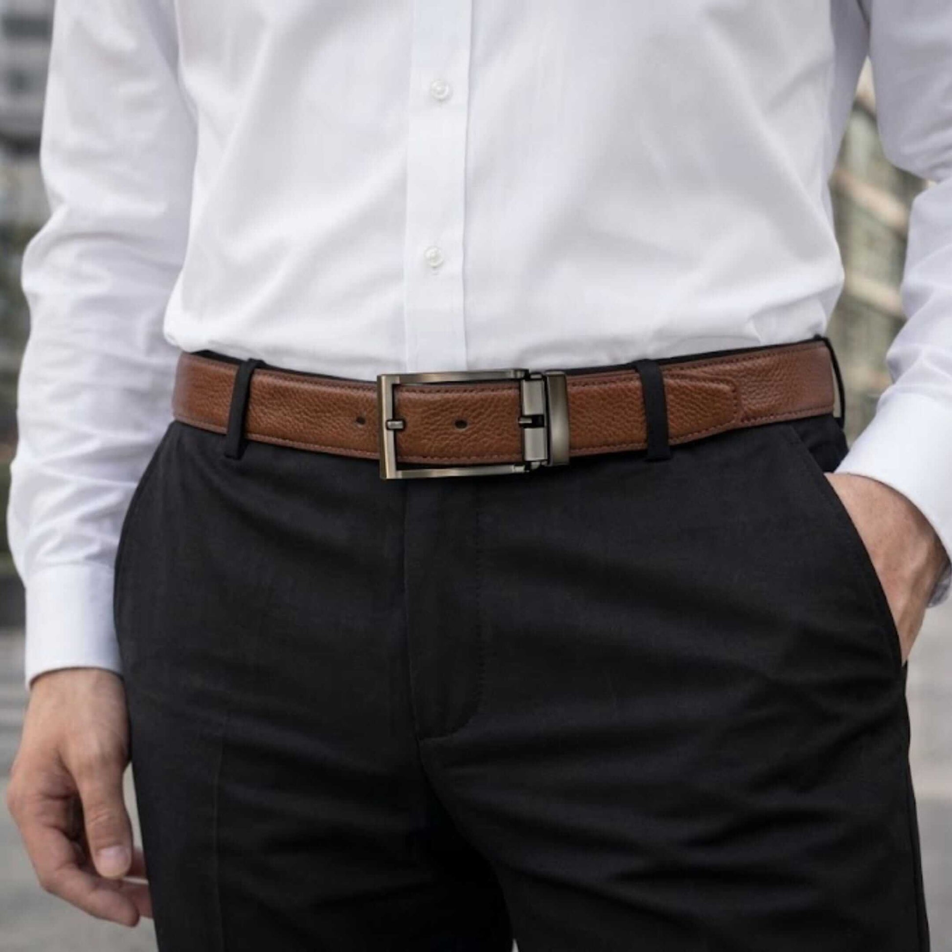 Mens Genuine Leather Belt | 2 in 1 Reversible (Brown & Black) (1 Pc.) - DURON - THE MEN THING