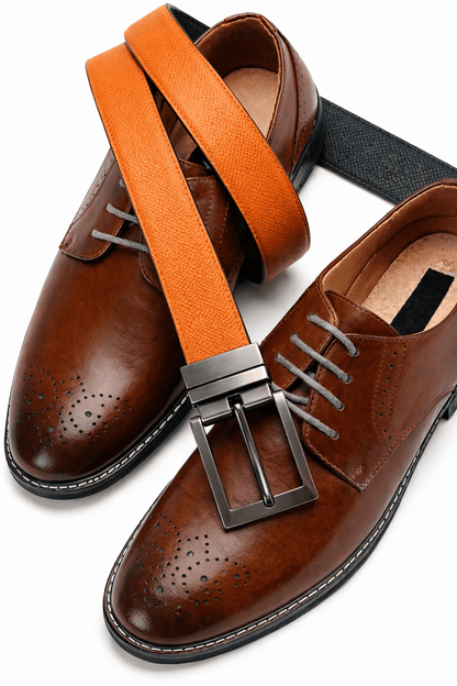 Mens 100% Genuine Leather Belt - GRAVEX Saffiano Texture (Brown & Black Reversible) — Leather Belts for Men | THE MEN THING