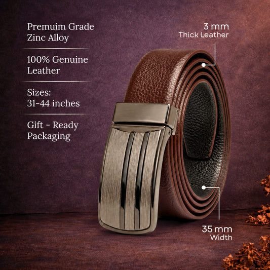 Mens Genuine Leather Belt | 2 in 1 Reversible (Brown & Black) (1 Pc.) - IMPERON - THE MEN THING