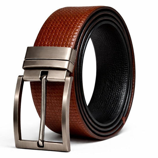 Mens Genuine Leather Belt | 2 in 1 Reversible (Brown & Black) (1 Pc.) - LEXARO - THE MEN THING