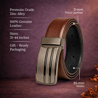 Mens Genuine Leather Belt | 2 in 1 Reversible (Brown & Black) (1 Pc.) - LINEFORGE - THE MEN THING