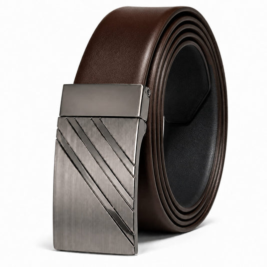 Mens Genuine Leather Belt | 2 in 1 Reversible (Brown & Black) (1 Pc.) - LYVEX - THE MEN THING