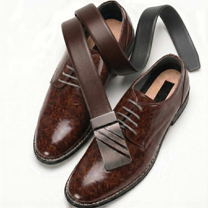Mens 100% Genuine Leather Belt - LYVEX Smooth Auto Plate (Brown & Black Reversible) — Leather Belts for Men | THE MEN THING