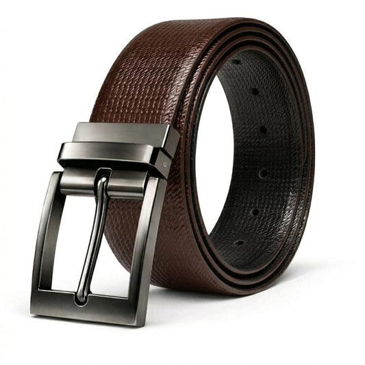 Mens Genuine Leather Belt | 2 in 1 Reversible (Brown & Black) (1 Pc.) - NEXARO - THE MEN THING